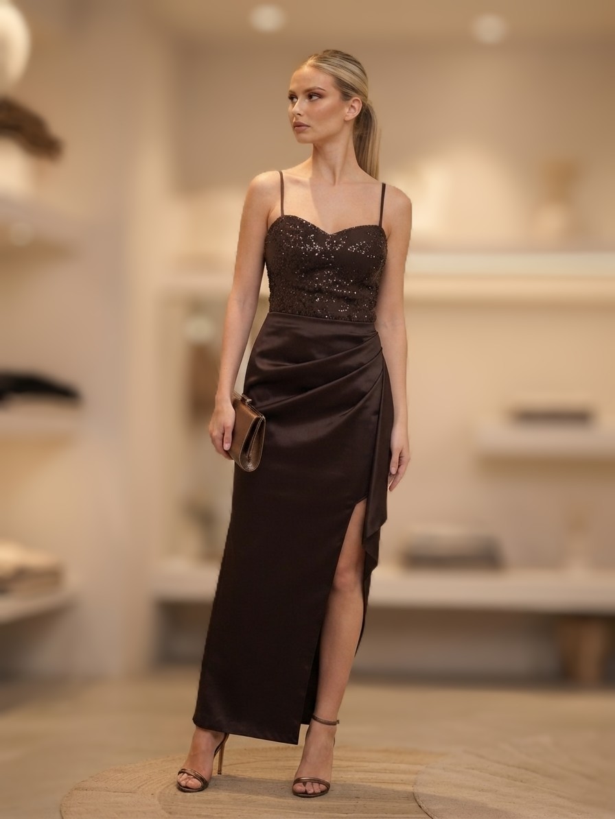 SLIT EVENING SLIP GOWN
