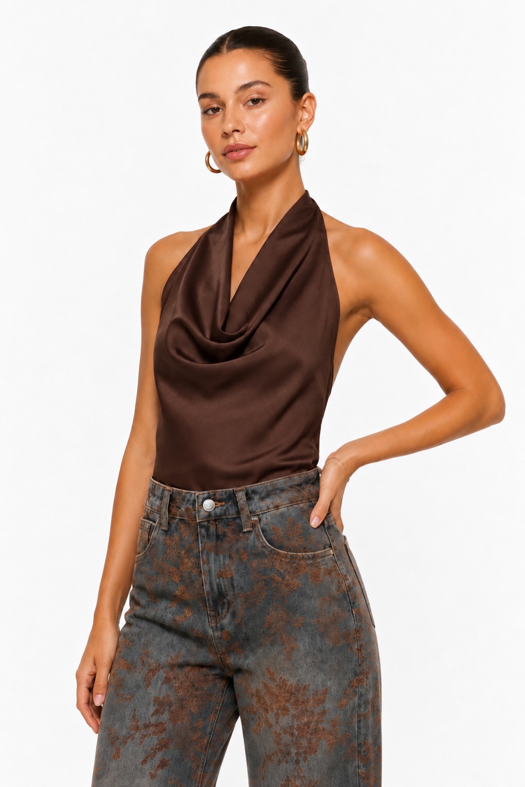 DRAPED SATIN CAMI