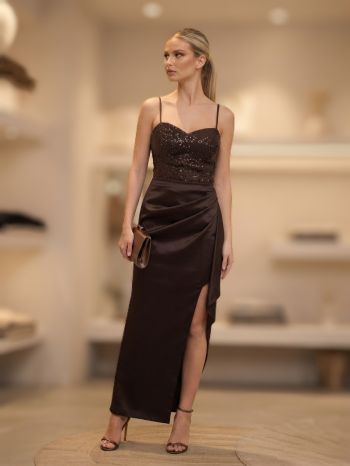 SLIT EVENING SLIP GOWN