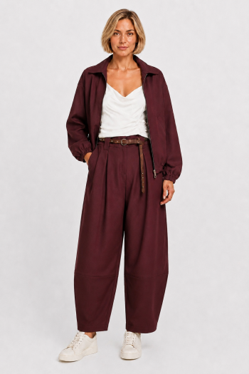 BARREL PANTS WITH PLEATS