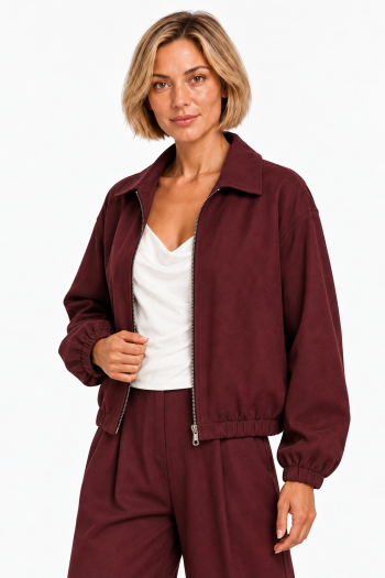 BURGUNDY ZIP UP JACKET 