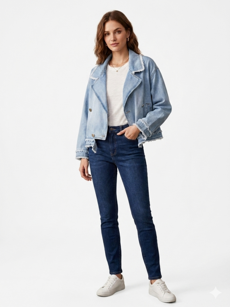 Φωτογραφία από Sky Blue Raw τζάκετ 