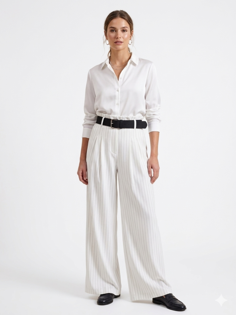 Φωτογραφία από White Pinstripe Paperbag παντελόνα