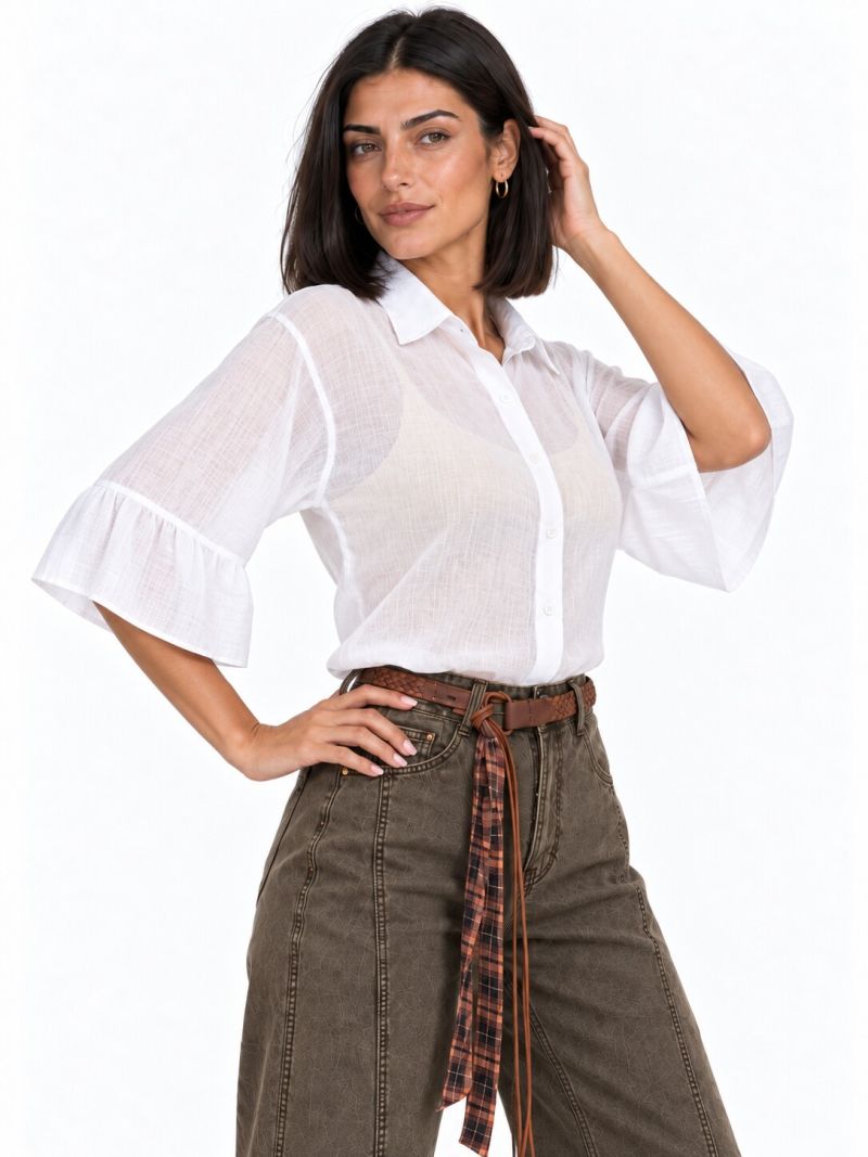 SHEER BUTTON-DOWN SHIRT Φωτογραφία από SHEER BUTTON-DOWN SHIRT